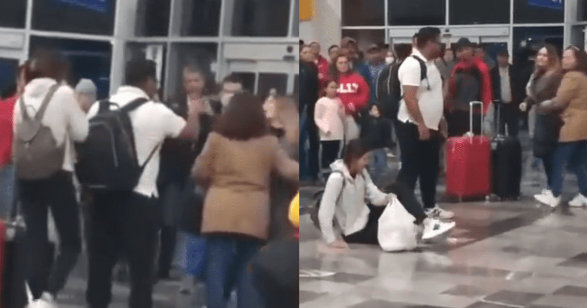 Mujer Encuentra A Su Esposo Con Amante En El Aeropuerto Y Les Da Una