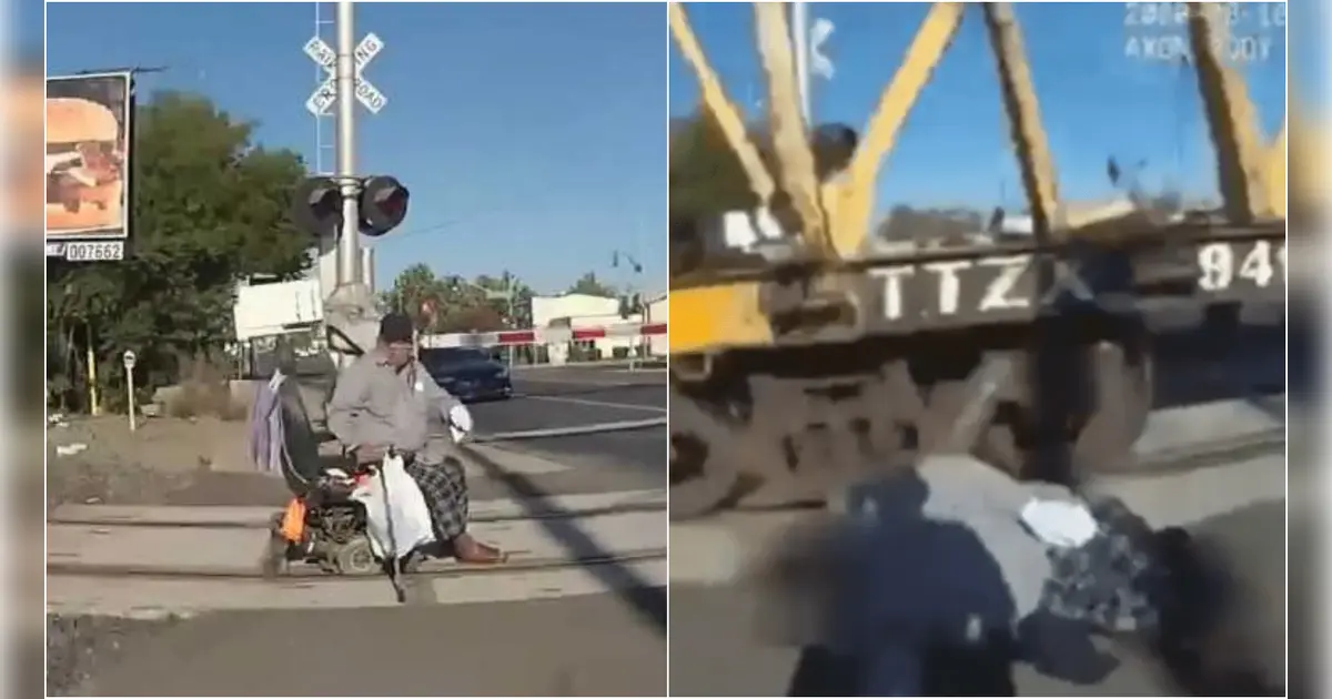 Policía salva a un abuelito en silla de ruedas que estaba a punto de ...