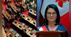 Keiko Fujimori reacciona así tras el retiro de la oposición durante su discurso de toma de mando Keiko Fujimori reacciona así tras el retiro de la oposición durante su discurso de toma de mando