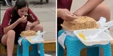 Hincha de la “U” causa asombro al comer un megachaufa frente al Monumental