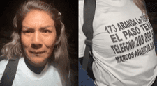 Migrante peruana atraviesa la frontera hacia EE.UU. con la dirección de su destino estampada en su ropa