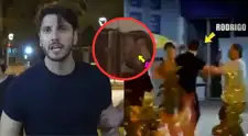 Rodrigo Brand estalla contra reportero de “Magaly TV” tras ser ampayado besándose con Mayra Goñi y rompe una cámara