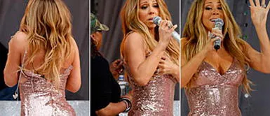 A Mariah Carey se le rompió el vestido de Donatella Versace en vivo A Mariah Carey se le rompió el vestido de Donatella Versace en vivo