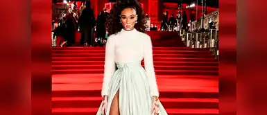 Winnie Harlow optó por un 'look' de Brandon Maxwell, con falda en azul pastel con gran apertura lateral. Winnie Harlow optó por un 'look' de Brandon Maxwell, con falda en azul pastel con gran apertura lateral.