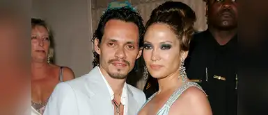 Jennifer López sonríe suavemente al lado de Marc Anthony. Jennifer López sonríe suavemente al lado de Marc Anthony.