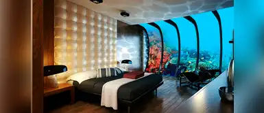 Habitación en un hotel submarino en Dubai. Habitación en un hotel submarino en Dubai.