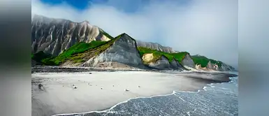 Acantilados blancos en la isla Iturup, Rusia. Acantilados blancos en la isla Iturup, Rusia.