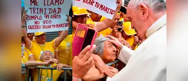 Sin duda este fue el gesto más conmovedor. Tras leer el cartel, el Papa Francisco decidió bajarse del 'papamovil' y acercarse a la anciana. El hecho ocurrió en Trujillo. Sin duda este fue el gesto más conmovedor. Tras leer el cartel, el Papa Francisco decidió bajarse del 'papamovil' y acercarse a la anciana. El hecho ocurrió en Trujillo.