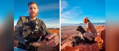 Este hombre rescató a dos perritos del desierto, ahora son mejores amigos y compañeros de viaje Este hombre rescató a dos perritos del desierto, ahora son mejores amigos y compañeros de viaje