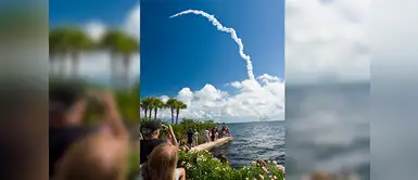 Lanzamiento de un cohete desde el Centro Espacial Kennedy, en FLorida, visto desde Titusville. Lanzamiento de un cohete desde el Centro Espacial Kennedy, en FLorida, visto desde Titusville.