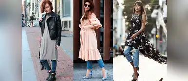 Vestido y jeans al mismo tiempo, un look práctico para el día a día Vestido y jeans al mismo tiempo, un look práctico para el día a día