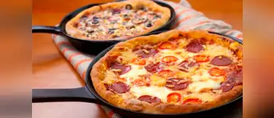 Disfruta de una riquísima Pizza casera hecha en una sartén Disfruta de una riquísima Pizza casera hecha en una sartén