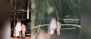 La pareja posó como muñequitos La pareja posó como muñequitos