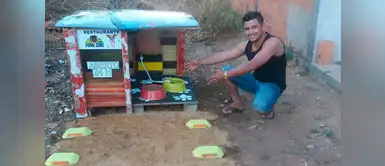 Restaurante canino Hombre fabrica un “restaurante” para perros callejeros