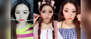 Asiáticas realizan maquillaje falso de transformación que sorprende a todo aquel que lo vea Youtubers se someten a extremo cambio de apariencia al igual que las asiáticas