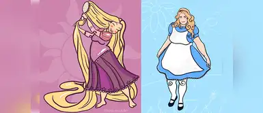 Princesas Disney y otros personajes femeninos ilustradas como chicas curvy Princesas Disney y otros personajes femeninos ilustradas como chicas curvy