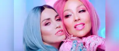 Thalía y Lali se emocionan con el anuncio de su videoclip en el Time Square Thalía y Lali se emocionan con el anuncio de su videoclip en el Time Square