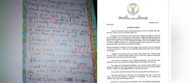 Carta de niña sudafricana que quiere ser presidenta conmueve al mundo Carta de niña sudafricana que quiere ser presidenta conmueve al mundo