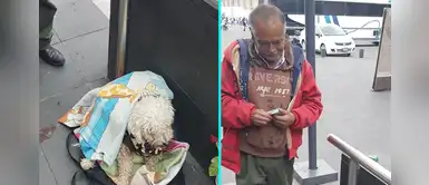 Anciano vende chicles en las calles para alimentar a su amado perro Anciano vende chicles en las calles para alimentar a su amado perro
