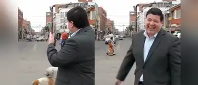 Firulais y su novia interrumpen a periodista en transmisión en vivo con acto chistoso Firulais y su novia interrumpen a periodista en transmisión en vivo con acto chistoso