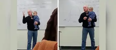 Profesor arrulla a bebé de su alumna para que ella tome apuntes durante clases Profesor arrulla a bebé de su alumna para que ella tome apuntes durante clases