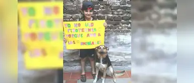 Niño y su perrito enternecen al promover campaña contra el uso de la pirotecnia Niño y su perrito enternecen al promover campaña contra el uso de la pirotecnia