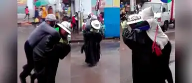 Mujer policía carga a niños, ancianos y gestantes para ayudar a cruzar calles inundadas Mujer policía carga a niños, ancianos y gestantes para ayudar a cruzar calles inundadas