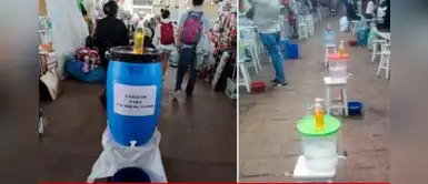 ¡Juntos contra el coronavirus! Comerciantes ponen baldes con agua y jabón en mercado ¡Juntos contra el coronavirus! Comerciantes ponen baldes con agua y jabón en mercado