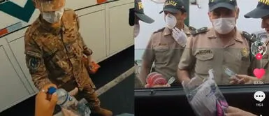 Videos de personas donando víveres a militares y policías son virales en Tik Tok Videos de personas donando víveres a militares y policías son virales en Tik Tok