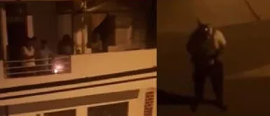 Familia trujillana reza junto a policía para vencer al coronavirus Familia trujillana reza junto a policía para vencer al coronavirus