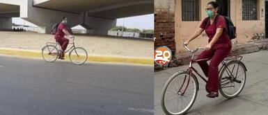 Coronavirus: Obstetra viaja en bicicleta para llegar al centro de salud y atender a sus pacientes Coronavirus: Obstetra viaja en bicicleta para llegar al centro de salud y atender a sus pacientes