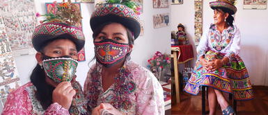 Artista ayacuchana confecciona mascarillas con diseño de pollera sarhuina Artista ayacuchana confecciona mascarillas con diseño de pollera sarhuina