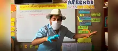 Profesor transformó la sala de su casa en un salón para dictar sus clases virtuales Profesor transformó la sala de su casa en un salón para dictar sus clases virtuales
