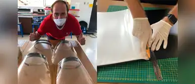 Profesores fabrican protectores faciales para hospitales reciclando folderes escolares Profesores fabrican protectores faciales para hospitales reciclando folderes escolares