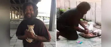 Indigente prefiere quedarse sin comer con tal de alimentar a los gatos abandonados Indigente prefiere quedarse sin comer con tal de alimentar a los gatos abandonados