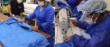 Servicio de costura del Hospital Regional de Cajamarca confecciona mandilones para médicos Servicio de costura del Hospital Regional de Cajamarca confecciona mandilones para médicos