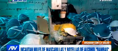 Rímac: PNP incauta mascarillas y botellas de alcohol adulterados en taller clandestino Rímac: PNP incauta mascarillas y botellas de alcohol adulterados en taller clandestino