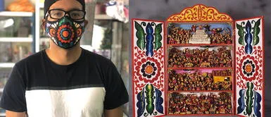Artesano confecciona mascarillas con diseños inspirados en el arte del retablo Artesano confecciona mascarillas con diseños inspirados en el arte del retablo