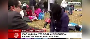 Joven universitaria estudia desde celular mientras vende en parque zonal Joven universitaria estudia desde celular mientras vende en parque zonal