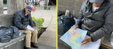 Anciano tras vivir en la calle vende sus dibujos para sobrevivir ante la pandemia Anciano tras vivir en la calle vende sus dibujos para sobrevivir ante la pandemia