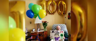 Mujer celebra su cumpleaños 100 justo cuando vence al coronavirus | FOTOS Mujer celebra su cumpleaños 100 justo cuando vence al coronavirus | FOTOS