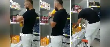 Joven es captado bebiendo jugos en supermercado y regresándolos al estante | VÍDEO Joven es captado bebiendo jugos en supermercado y regresándolos al estante | VÍDEO