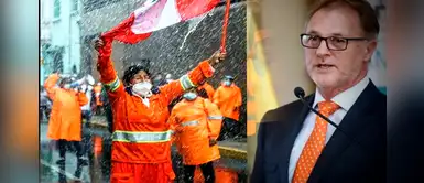 Policias reprimen con agua a trabajadoras de limpieza en los exteriores de Palacio de Gobierno Policias reprimen con agua a trabajadoras de limpieza en los exteriores de Palacio de Gobierno