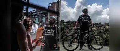 Maestro recorre 8 km en bicicleta para repartir las tareas a sus alumnos de zonas alejadas Maestro recorre 8 km en bicicleta para repartir las tareas a sus alumnos de zonas alejadas