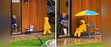 Niño ingenia método para visitar a su abuelita y leer juntos un cuento desde el jardín | FOTOS Niño ingenia método para visitar a su abuelita y leer juntos un cuento desde el jardín | FOTOS