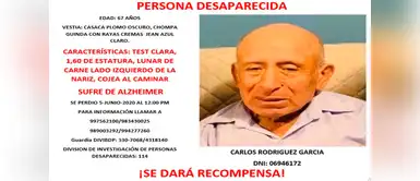 Buscan incansablemente a adulto mayor con alzheimer: "Es dolorosa la incertidumbre" Buscan incansablemente a adulto mayor con alzheimer: "Es dolorosa la incertidumbre"