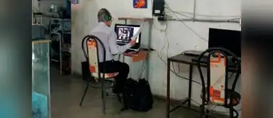 Profesor alquila una cabina de internet todos los días para dar sus clases virtuales Profesor alquila una cabina de internet todos los días para dar sus clases virtuales
