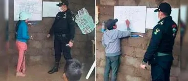 Policías dictan clases de matemáticas a niños en localidad lejana en Apurímac Policías dictan clases de matemáticas a niños en localidad lejana en Apurímac