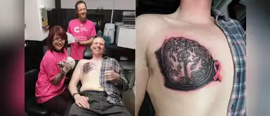 Hombre se tatúa un sostén negro para apoyar a fundación contra cáncer de mama Hombre se tatúa un sostén negro para apoyar a fundación contra cáncer de mama