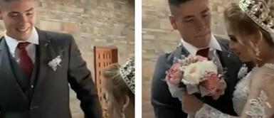 Novio carga a su prometida en silla de ruedas para llevarla al altar Novio carga a su prometida en silla de ruedas para llevarla al altar